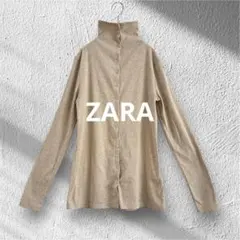 【ZARA】ザラ　レディース　ハイネック　カットソー　前ボタン　コットン