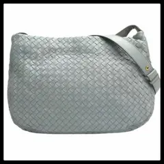 6318 美品 ボッテガヴェネタ イントレチャート レザーショルダーバッグ 水色