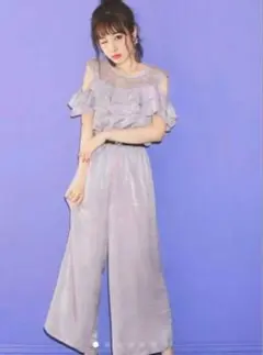 GRL レースラッフルフリル オールインワン パーティドレス