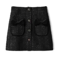 インパン裏地付きツイードリボン台形ミニスカート