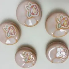 新品 萩焼 可愛い 花 デザイン 丸型陶器　花の箸置き 5個セット