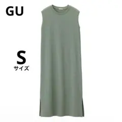 GU ジーユー Iラインワンピース(ノースリーブ) グリーン【S】