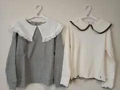 ★長袖カットソー　トップス　襟付き　140　ビッグカラー　アプレレクール