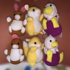 【昭和レトロ】アニマル マスコット ぬいぐるみ キーホルダー 6個