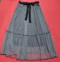 チェックロングスカート　L