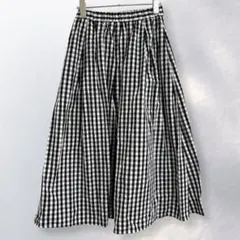 ジーユー GU ギンガムチェック タックフレアスカート ミディ丈 S《c116