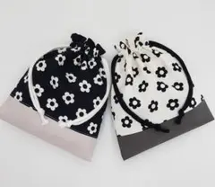 【KS-6】ハンドメイド 巾着袋 コップ袋 給食袋 入園入学 花柄 2点