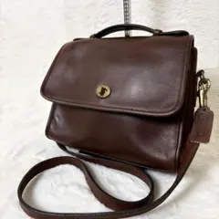 USA製　OLD COACH COURT BAG ゴールド　ターンロック　茶