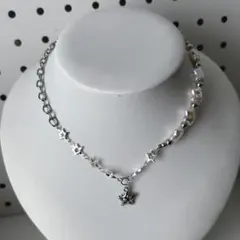 ハンドメイド　ビーズ　ネックレス　星　シルバー　y2k ウィッシュコア　平成女児