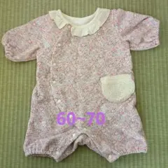 バースデー conoco 女の子 ロンパース 秋冬 花柄 ピンク 60~70cm