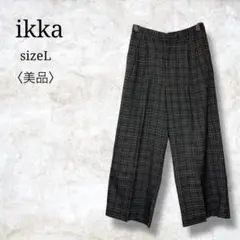 美品✨【イッカ】レディースチェック柄スラックス　ウエストゴム　L