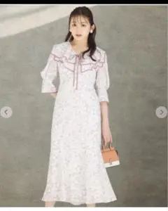 フリル付き花柄ロングワンピース サイズ2 リリアンカラット ピンク マーメイド