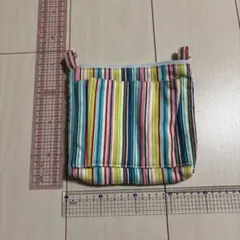 ハンドメイド　ストライプデザイン ポーチ ファスナー付き