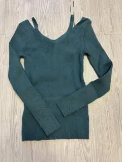 SPIRALGIRL ダークグリーン リブニット 長袖