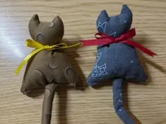 ネコのクリップ　布製洗濯バサミのぬいぐるみ×2体セット