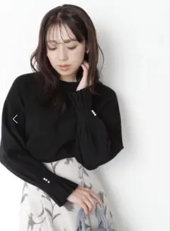 NATURAL BEAUTY BASIC パールタックスリーブニット