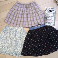 値下げ☆160 スカート2点キュロット1点　ティシャツおまけつき