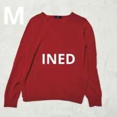 美品【INED】イネド◆Vネック/ニット/セーター/レッド/サイズ9/M