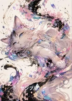 一作限り】桜と狐面に彩られた白猫の和幻想アート 白猫 L729 - メルカリ