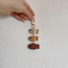 かぎ編み、バックチャーム 、あみぐるみ、編み物、鯛焼き