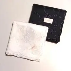 ローラアシュレイ❀スカラップ レース 花柄 刺繍ハンカチ〈2枚〉【新品タグ付】