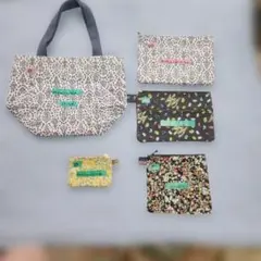 花柄エコバッグ・ポーチの5点セット