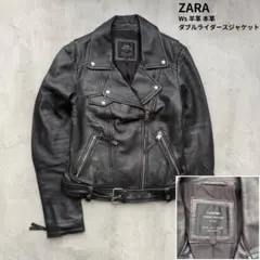 【ZARA】Ws 羊革 本革ダブルライダースジャケット 黒 S