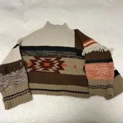 Max Mara ベージュ系パターン編みニットセーター