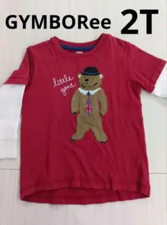 GYMBoreeジンボリー★クマ刺繍 赤色重ね着風★七分袖Tシャツ ★2Tのサムネイル