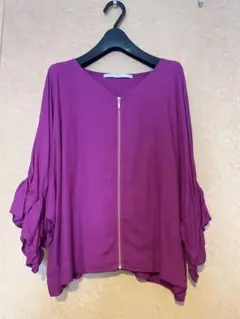 パープル バルーンスリーブ シャツ