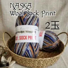 NASKA ウール ソック プリント 2玉 トルコ製 4904 100g玉
