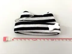 既製品　ぬい服　帽子　ニット帽　黒　白　ボーダー　10cm 14cm