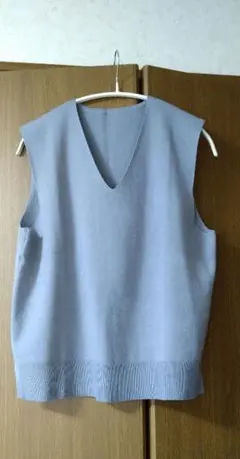 【お値下げ】無印良品 洗えるミラノリブ編みベスト L ライトグレー 新品未使用