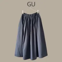 【GUジーユー】M　ブラック黒　ギャザースカート　ロングスカート　ウエストゴム