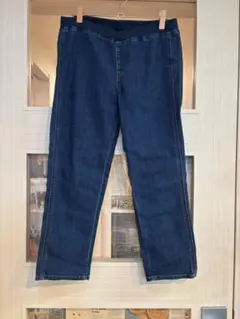 美品⭐︎ユニクロ/クロップドパンツ/Mダークブルー デニム パンツ/綿74%