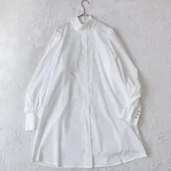 美品 エミアトリエ ウエストドロストデザインシャツ オーバーサイズ 白 