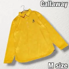 【Callaway】ゴルフ 長袖ポロシャツ ロゴ刺繍 伸縮性あり 黄色 M