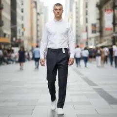 ダークグレー チェック柄 スラックス