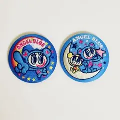 匿名配送 エンジェルブルー 刺繍缶バッジ 2個セット