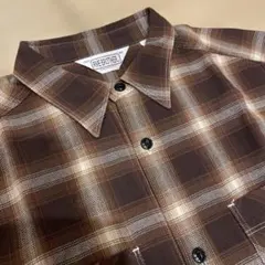 FIVE BROTHER 茶 チェックシャツ サイズL