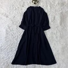 アズノウアズオオラカ ロングシャツワンピース ウエストリボン ネイビー 15