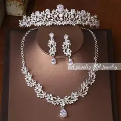 高品質ブライダル◆イヤリングティアラ ネックレス◆3点セットジルコニア上品ステラ