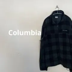 Columbia フリースジャケット　バッファローチェック　グリーンブラック