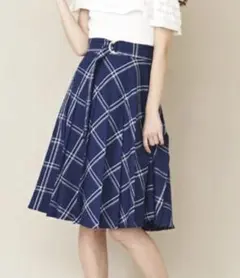 【TITTY&CO.】チェックプリーツスカート /Mサイズ / ネイビーのサムネイル