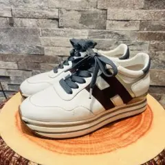 Hogan ホーガン　ホワイト/ダークブラウン 厚底スニーカー24.5cmのサムネイル