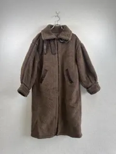 Ungrid フェイクムートン ボアロングコート ブラウン