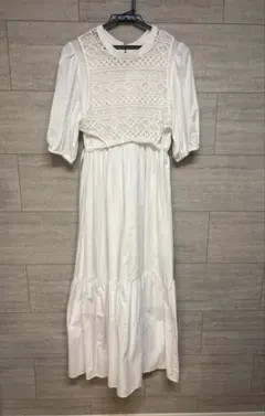 Wcloset レースベスト&ティアードワンピース ロングワンピース ホワイトのサムネイル