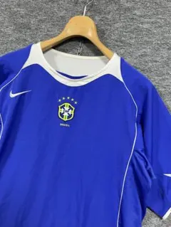 2002 NIKE 축구 브라질 대표 어웨이 유니폼 블루 L 사이즈