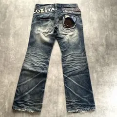 ロリータジーンズ 奈良美智 ヴィンテージ加工Y2K 刺繍 デニム　grunge