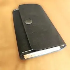 本革　手縫いのミニウォレット　ブラック+ナチュラル